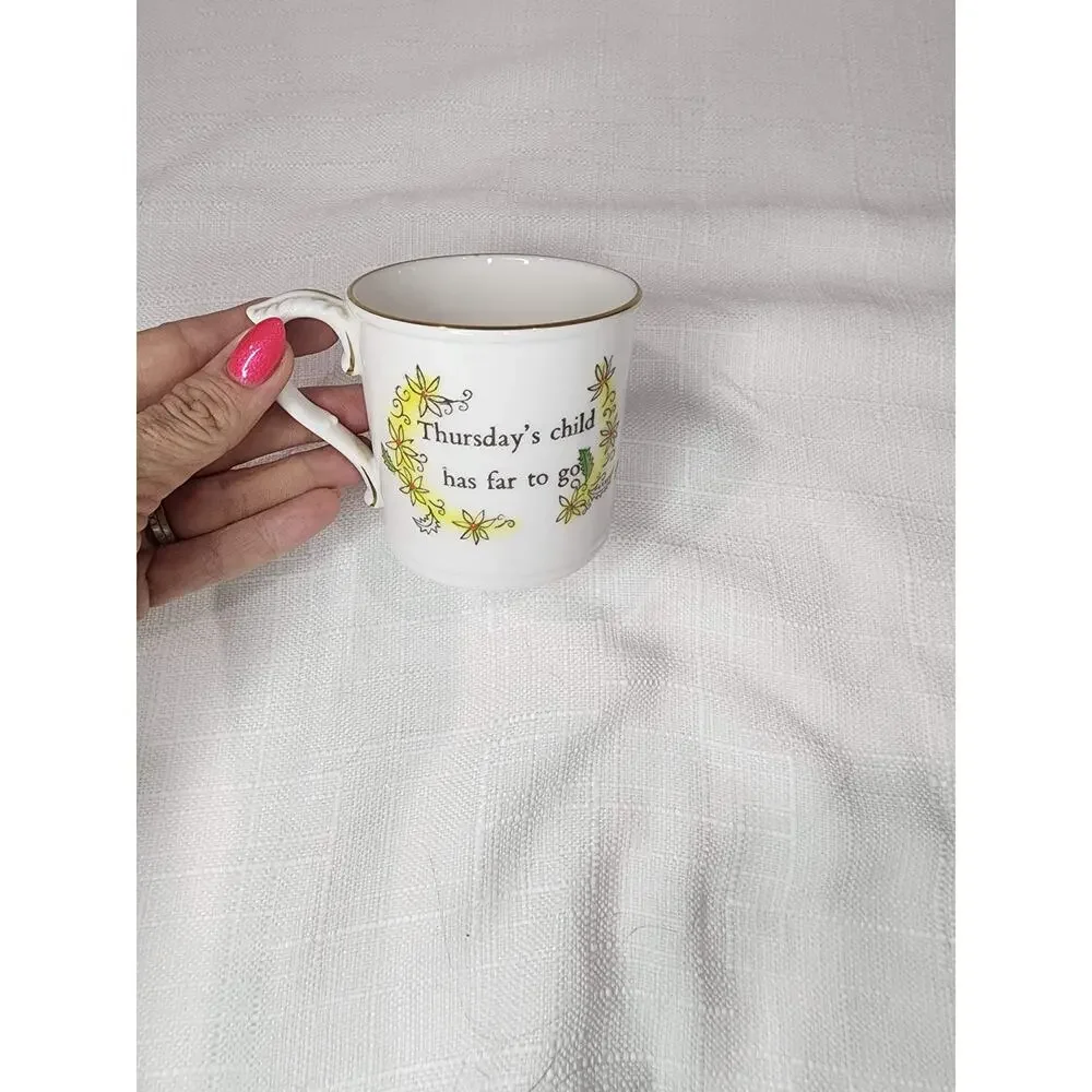 Royal Worcester Thursday's Child Bone China Mug Vintage England Grandmacore